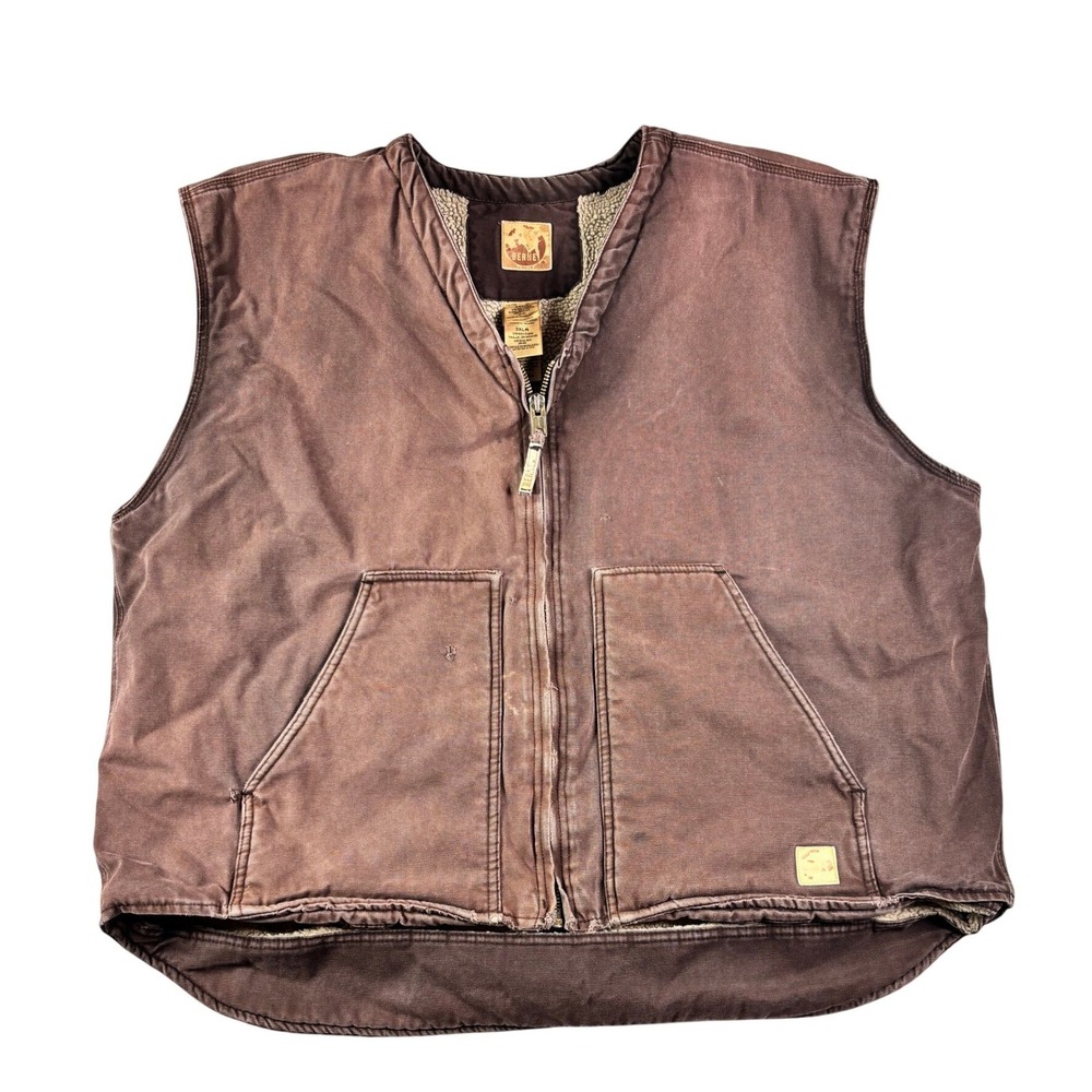Berne Mens 3XL Dark Brown Sherpa Lined Cotton Duck Canvas Work Vest VW531DBN